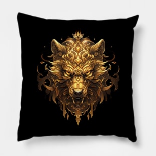 gold wolf Pillow