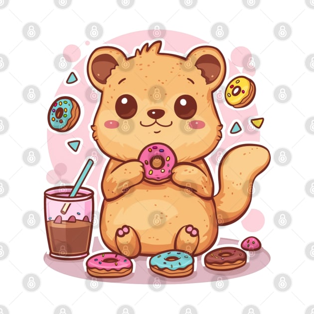 Kawaii Quokka eating doughnut by MilkyBerry