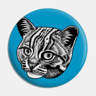 Rusty spotted cat - ink illustration Pin