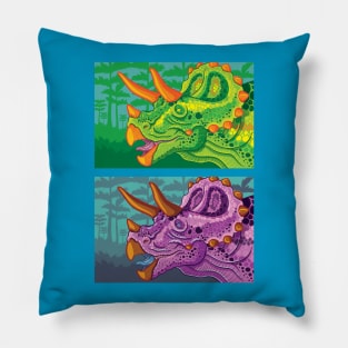 Triceratops (lime + grape) Pillow