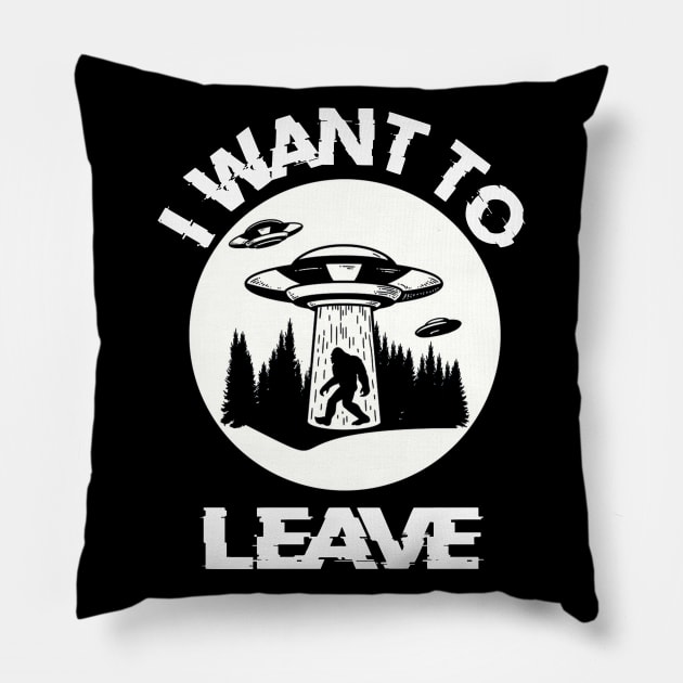 I Want To Leave Alien Believer Space UFO Gift Pillow by Daphne R. Ellington