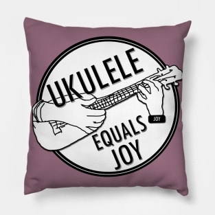 Ukulele Equals Joy BW Pillow