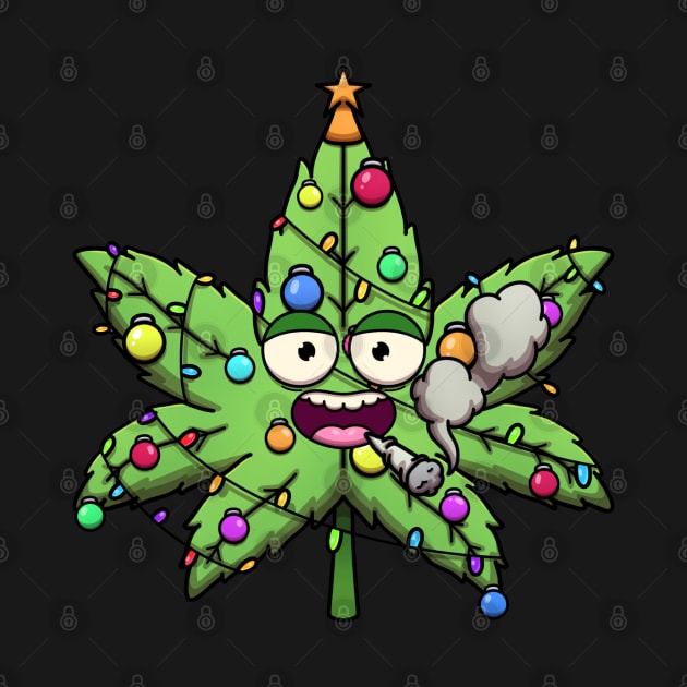 Weed Christmas Tree Character Smoking Joint by TheMaskedTooner