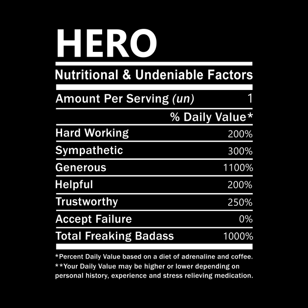 Hero Name T Shirt - Hero Nutritional and Undeniable Name Factors Gift Item Tee by nikitak4um