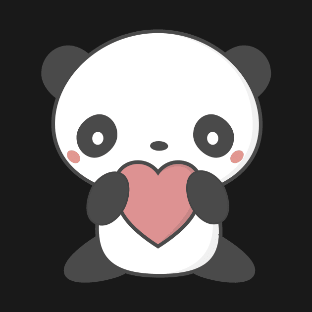 Kawaii Cute Panda With A Heart T-Shirt by wordsberry