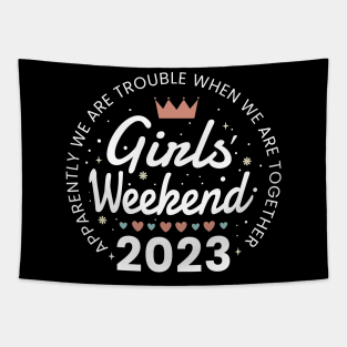 Girls weekend 2023 white type Emblem Tapestry