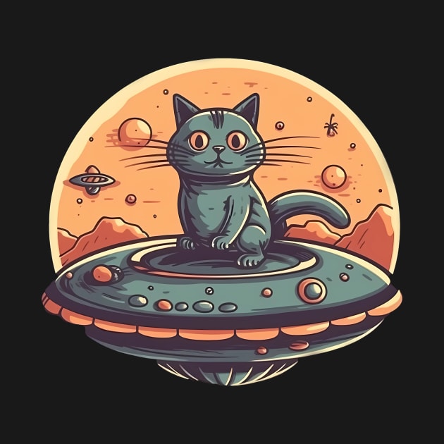 Cat Sitting On A UFO by Purrestrialco