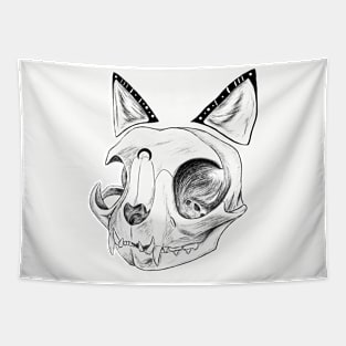 Lunar Cat Skull Tapestry