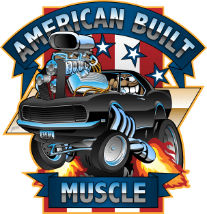 American Built Muscle - Classic Muscle Car Cartoon Illustration Magnet