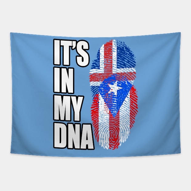 Puerto Rican And Icelandic Mix DNA Flag Heritage Tapestry by Just Rep It!!