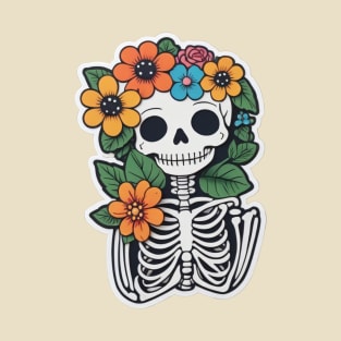 Cute floral kawaii skeleton No.14 T-Shirt