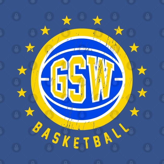 GSW Vintage Distressed Basketball by funandgames