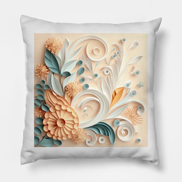 Beautiful floral design with delicate white and vanilla cream shades Pillow by UmagineArts