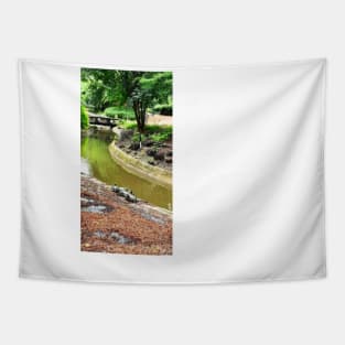 zen japanese river park ecopop landscape photograph Tapestry