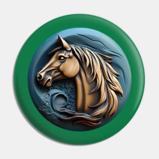 Horse logo clay green Pin