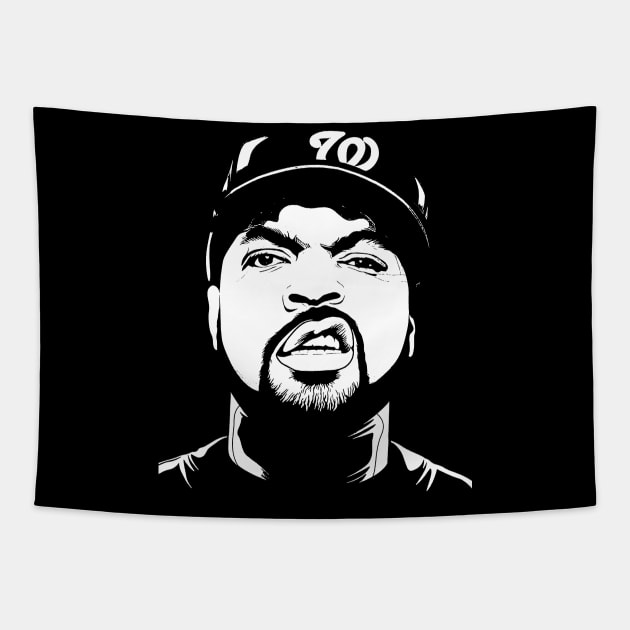 Ice Cube - Black white Tapestry by Ronaldart69