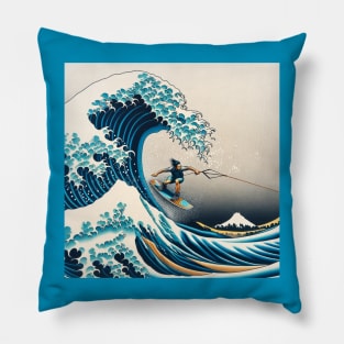 Kanagawa wave - Funny Wakeboarding Meme Pillow