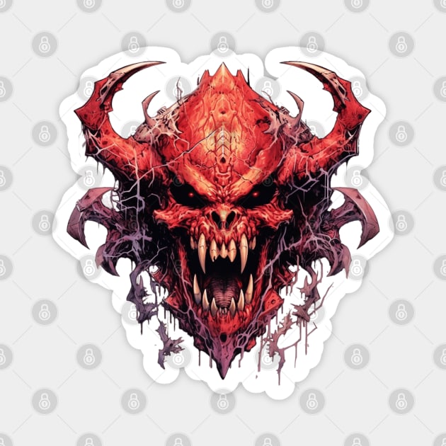 Horned Demon Skull Doom Magnet by Nightarcade