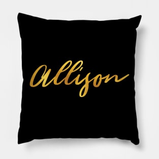 Allison Name Hand Lettering in Gold Letters Pillow