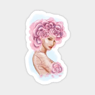 Pretty young girl with flowers in hair. Magnet