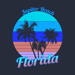 Jupiter Beach Florida Retro Tropical Palm Trees Vacation T-Shirt