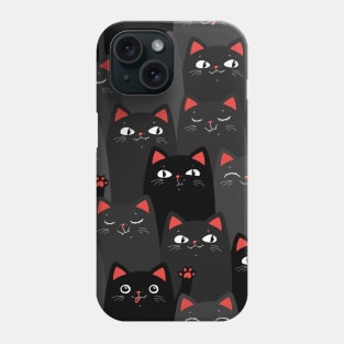 happy black cats seamless pattern Phone Case