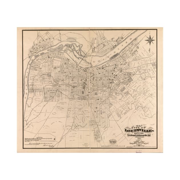 Vintage Map of Louisville Kentucky (1873) by Bravuramedia
