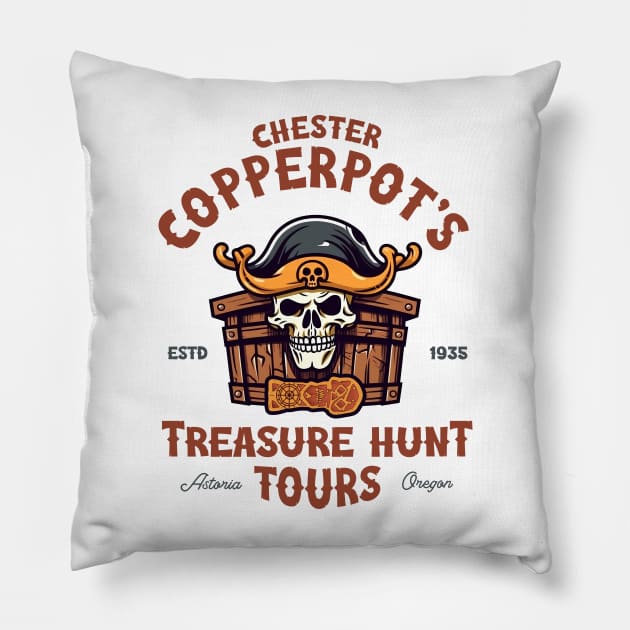 Chester Copperpot's Treasure Hunt Tours Pillow by Three Meat Curry