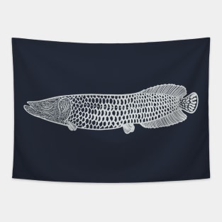 Arapaima Huge Fish Ink Art - dark colors Tapestry