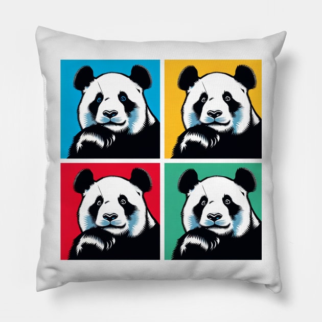 Playful Pop Art Panda Print - Infuse Your Space with Whimsical Charm! Pillow by PawPopArt