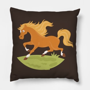 Horse hand Drawn Cartoon Pillow