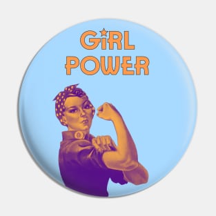 Girl power - We can do it feminist quote (orange) Pin