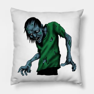 horror rainbow zombie in graveyard scary design Pillow