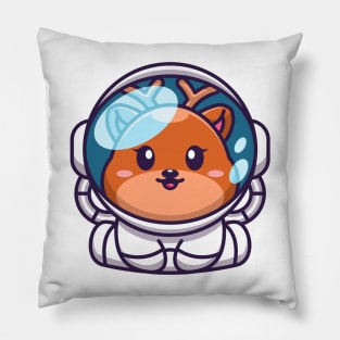 Cute baby deer wearing an astronaut suit, cartoon character Pillow