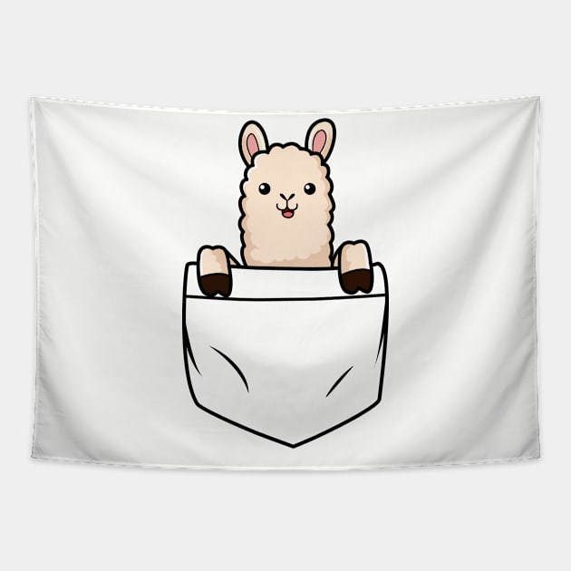 Cute Llama in Pocket Tapestry by Metavershort