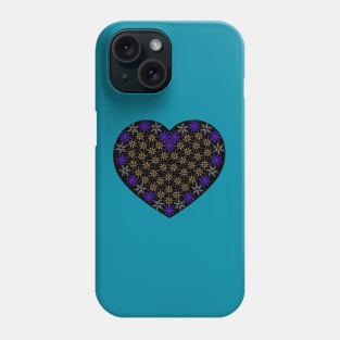 White and blue snowflakes fancy heart Phone Case