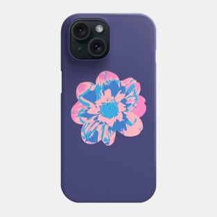 COSMIC COSMOS Big Abstract Floral Summer Bright Flower - Pale Pink Royal Blue Dark Blue - UnBlink Studio by Jackie Tahara Phone Case