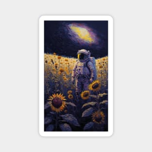 Lonely Astronaut In A Sunflower Field Magnet