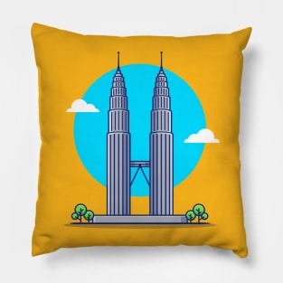 Petronas Twin Tower Cartoon Illustration Pillow