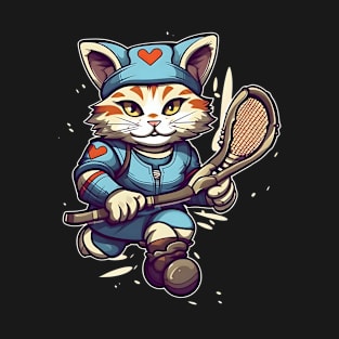 Lacrosse Coach Shirt | Cat Playing Lacrosse T-Shirt