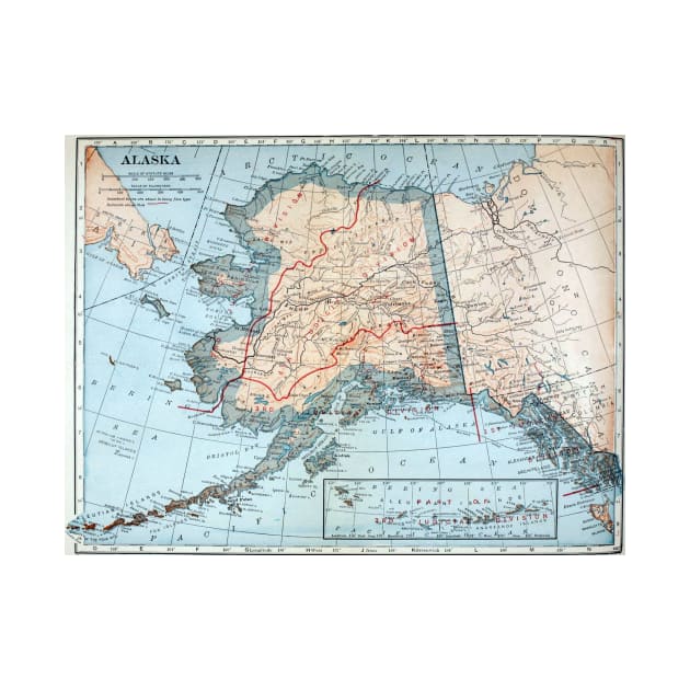 Vintage Map of Alaska (1921) by Bravuramedia