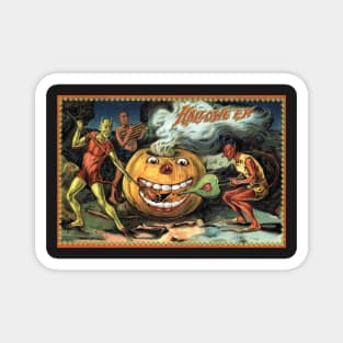 Victorian Halloween Pumpkin and Devils Greetings Magnet