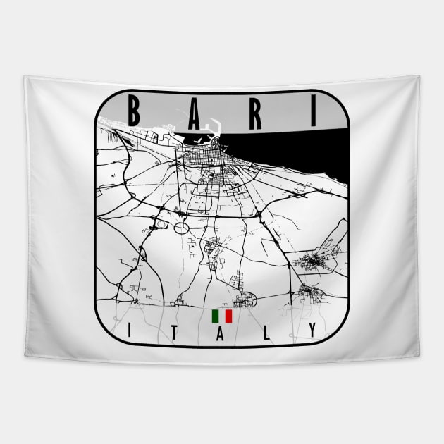 Bari Map Italy Tapestry by ArtisticParadigms