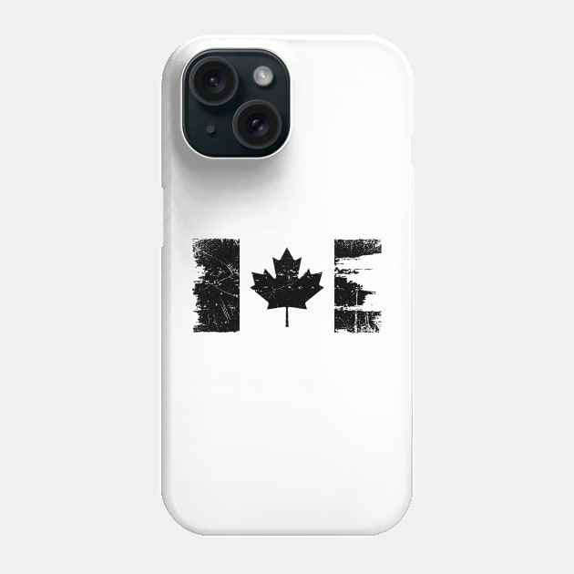 Canadian Flag - Black - Distressed Phone Case by Raw10