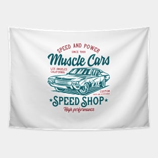 Muscle Cars Speed Shop Tapestry