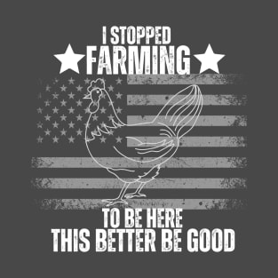 Funny Farmer For Chiken Farmer Man Usa Flag Fathers Day T-Shirt