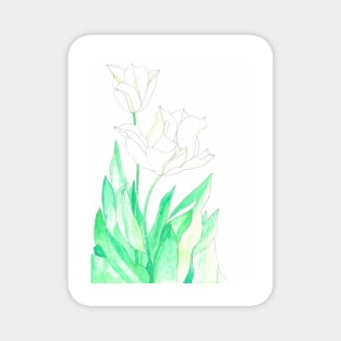 Watercolor painting of Pale Yellow Tulips Magnet