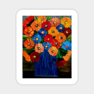 Bold colors abstract flowers Magnet