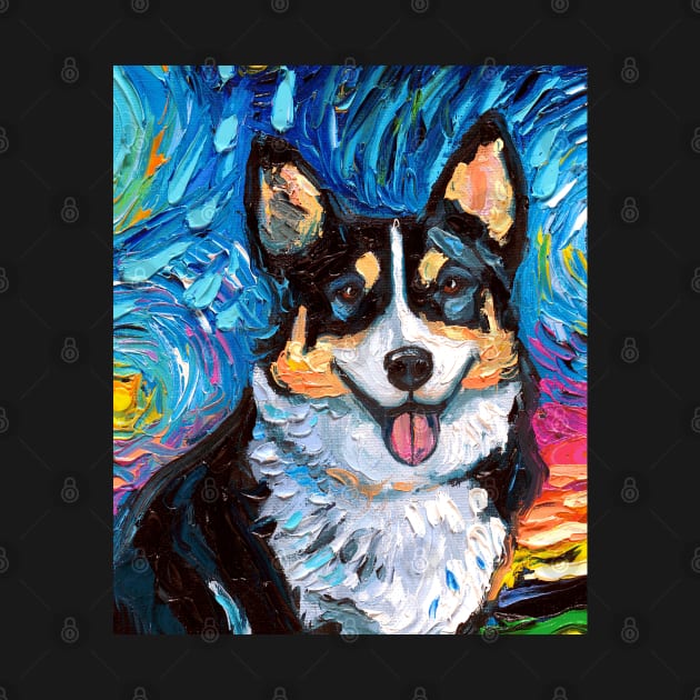 Tri Color Corgi Night (Portrait) by sagittariusgallery