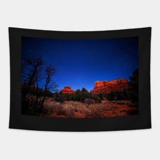 Starry Sky over Bell Rock in Sedona AZ Arizona Tapestry